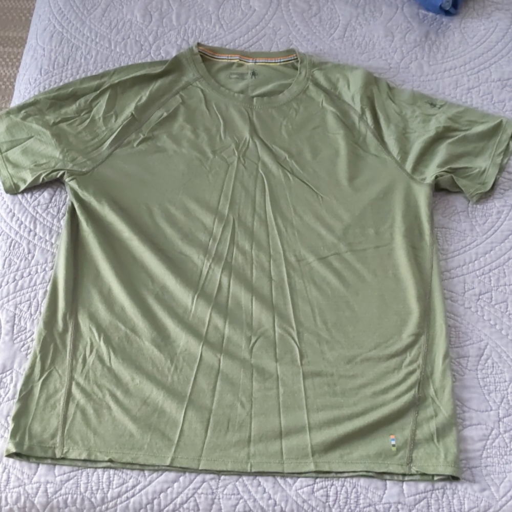 Smart wool t shirt green mens